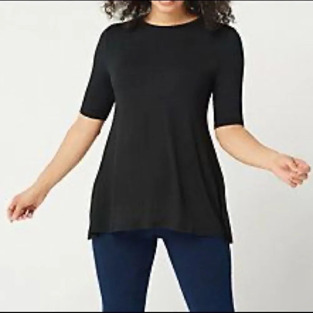 H by Halston Essentials Crew Neck Elbow Sleeve Tunic